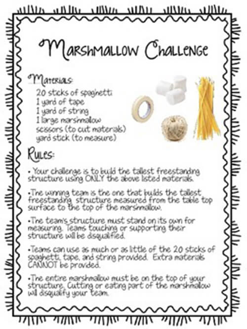Back-to-school activities - The marshmallow challenge